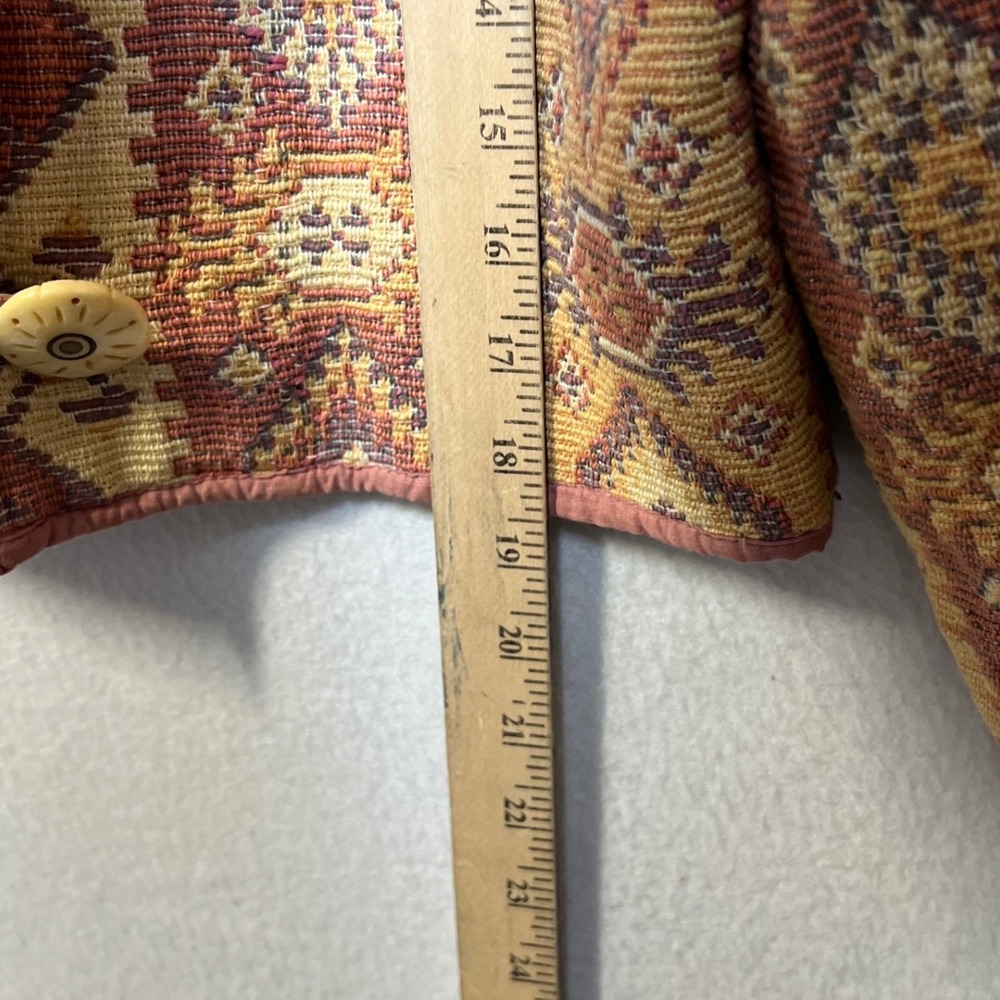 Flashback Vintage Southwestern Tapestry Jacket Cropped Woven Cotton Orange L - Picture 4 of 12